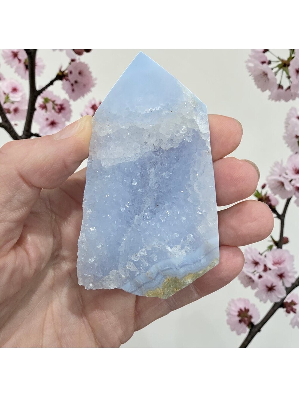 A078. Blue Lace Agate Natural Druzy Crystal Tower 3.25"